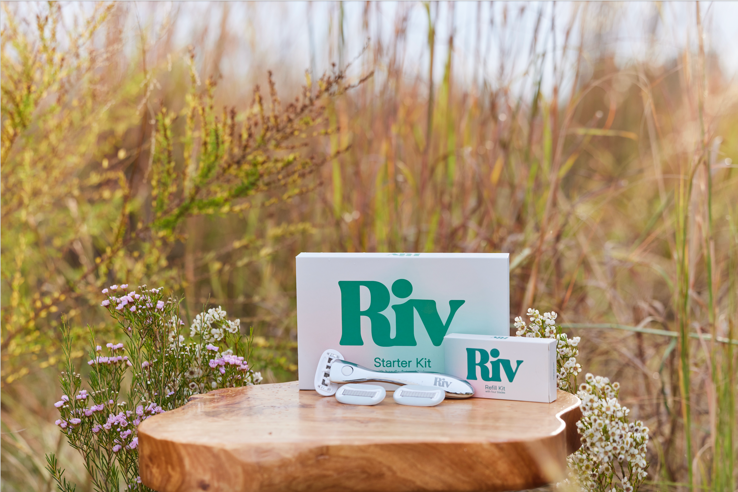 Riv starter kit on a wooden surface with a natural background
