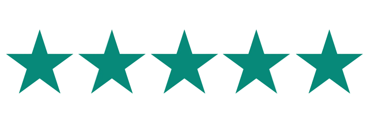 Five green stars on a white background